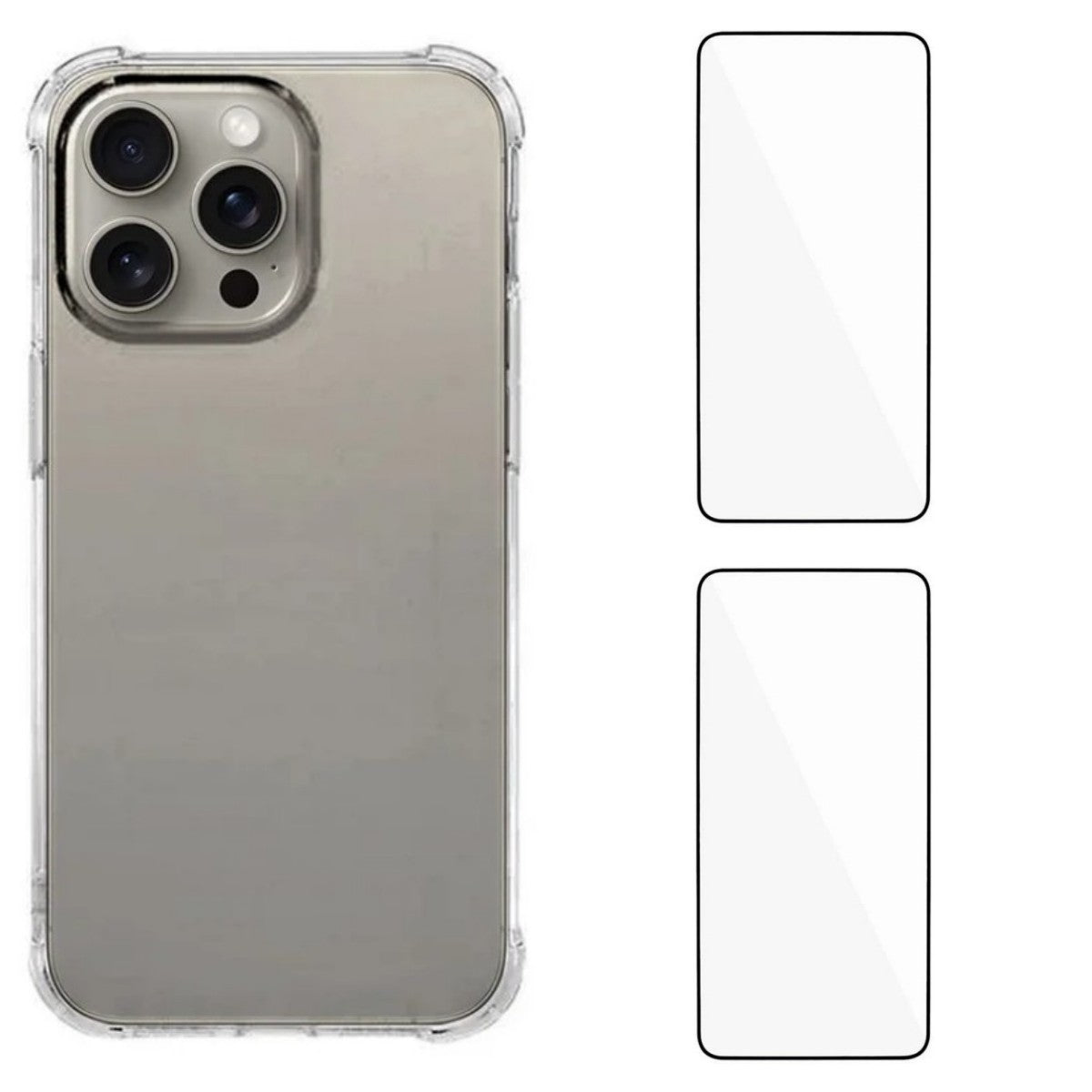 For iPhone 13 Pro 6.1 inch TPU Case WANLONFENG WL3 Series 1.5mm Phone Cover with 2Pcs Tempered Glass (Big Lens Hole) - TechGearPal