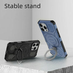 For iPhone 16 Pro Max Magnetic Case Rotating Metal Kickstand Shockproof PC + TPU Phone Back Cover