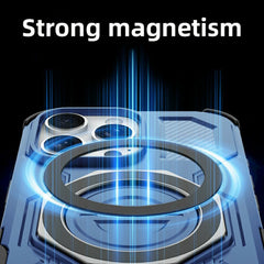 For iPhone 16 Pro Max Magnetic Case Rotating Metal Kickstand Shockproof PC + TPU Phone Back Cover