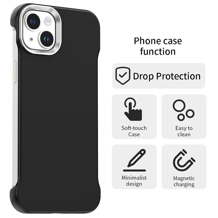 For iPhone 14 / 13 Magnetic Case Frameless Ultra Thin TPU + PET Phone Cover Reinforced Corners - TechGearPal