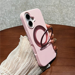 For iPhone 16 Case Rotating Kickstand Liquid Silicone Phone Case Compatible with MagSafe