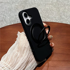 For iPhone 16 Case Rotating Kickstand Liquid Silicone Phone Case Compatible with MagSafe
