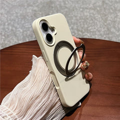 For iPhone 16 Case Rotating Kickstand Liquid Silicone Phone Case Compatible with MagSafe