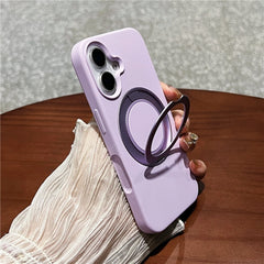For iPhone 16 Case Rotating Kickstand Liquid Silicone Phone Case Compatible with MagSafe