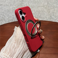 For iPhone 16 Case Rotating Kickstand Liquid Silicone Phone Case Compatible with MagSafe