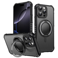 For iPhone 16 Pro Max Magnetic Case with Kickstand PC + TPU Phone Back Cover