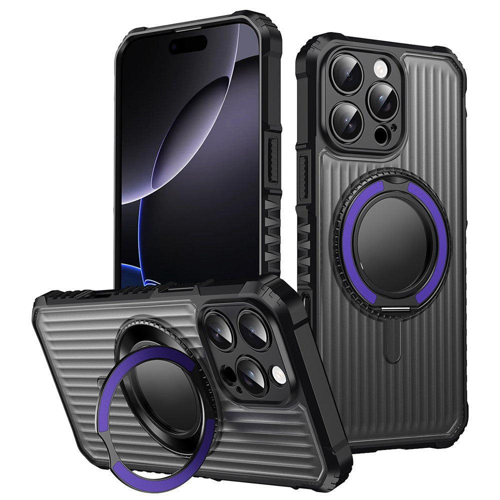 For iPhone 16 Pro Max Magnetic Case with Kickstand PC + TPU Phone Back Cover