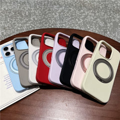 For iPhone 16 Pro Case Rotating Kickstand Liquid Silicone Phone Case Compatible with MagSafe