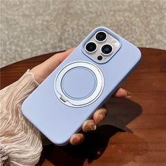 For iPhone 16 Pro Case Rotating Kickstand Liquid Silicone Phone Case Compatible with MagSafe
