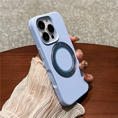 For iPhone 16 Pro Case Rotating Kickstand Liquid Silicone Phone Case Compatible with MagSafe