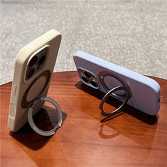 For iPhone 16 Pro Case Rotating Kickstand Liquid Silicone Phone Case Compatible with MagSafe