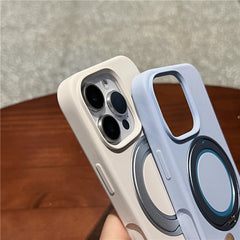 For iPhone 16 Pro Case Rotating Kickstand Liquid Silicone Phone Case Compatible with MagSafe