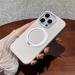 For iPhone 16 Pro Case Rotating Kickstand Liquid Silicone Phone Case Compatible with MagSafe