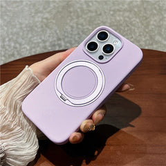 For iPhone 16 Pro Case Rotating Kickstand Liquid Silicone Phone Case Compatible with MagSafe