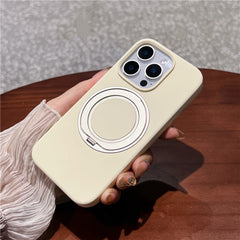 For iPhone 16 Pro Case Rotating Kickstand Liquid Silicone Phone Case Compatible with MagSafe