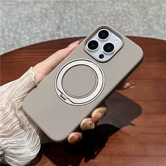 For iPhone 16 Pro Case Rotating Kickstand Liquid Silicone Phone Case Compatible with MagSafe