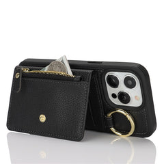 For iPhone 13 Pro Max / 12 Pro Max Case Litchi Textured PU Leather + TPU Kickstand Phone Cover with Card Slot - TechGearPal