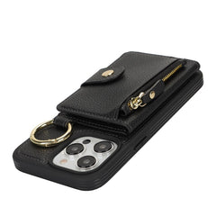 For iPhone 14 Pro Max Case Litchi Textured PU Leather + TPU Kickstand Phone Cover with Card Slot - TechGearPal