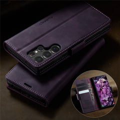 For Samsung Galaxy S22 Ultra 5G Case CASEME 033 Series RFID Blocking Wallet Stand Calf Texture Leather Phone Cover