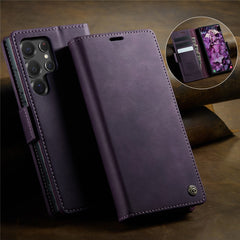 For Samsung Galaxy S22 Ultra 5G Case CASEME 033 Series RFID Blocking Wallet Stand Calf Texture Leather Phone Cover