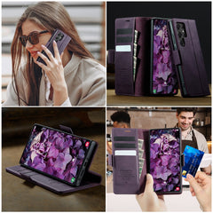 For Samsung Galaxy S22 Ultra 5G Case CASEME 033 Series RFID Blocking Wallet Stand Calf Texture Leather Phone Cover