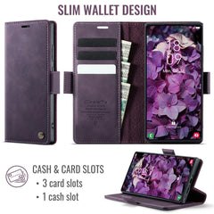 For Samsung Galaxy S22 Ultra 5G Case CASEME 033 Series RFID Blocking Wallet Stand Calf Texture Leather Phone Cover