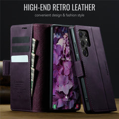 For Samsung Galaxy S22 Ultra 5G Case CASEME 033 Series RFID Blocking Wallet Stand Calf Texture Leather Phone Cover