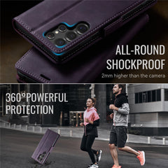 For Samsung Galaxy S22 Ultra 5G Case CASEME 033 Series RFID Blocking Wallet Stand Calf Texture Leather Phone Cover