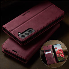 Für Samsung Galaxy S22+ 5G Hülle CASEME 033 Serie RFID-blockierende Brieftasche Stand Kalbsleder-Telefonabdeckung 