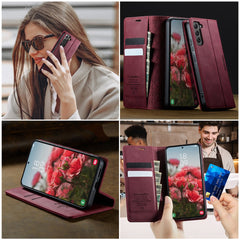 Für Samsung Galaxy S22+ 5G Hülle CASEME 033 Serie RFID-blockierende Brieftasche Stand Kalbsleder-Telefonabdeckung 