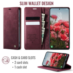 Für Samsung Galaxy S22+ 5G Hülle CASEME 033 Serie RFID-blockierende Brieftasche Stand Kalbsleder-Telefonabdeckung 
