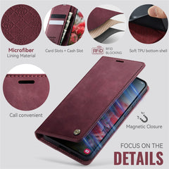 Für Samsung Galaxy S22+ 5G Hülle CASEME 033 Serie RFID-blockierende Brieftasche Stand Kalbsleder-Telefonabdeckung 