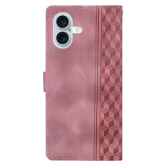 For iPhone 16 Plus Leather Case Imprinted Checkered Pattern Wallet Stand Flip Phone Cover