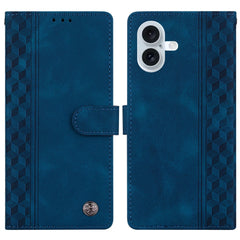 For iPhone 16 Plus Leather Case Imprinted Checkered Pattern Wallet Stand Flip Phone Cover