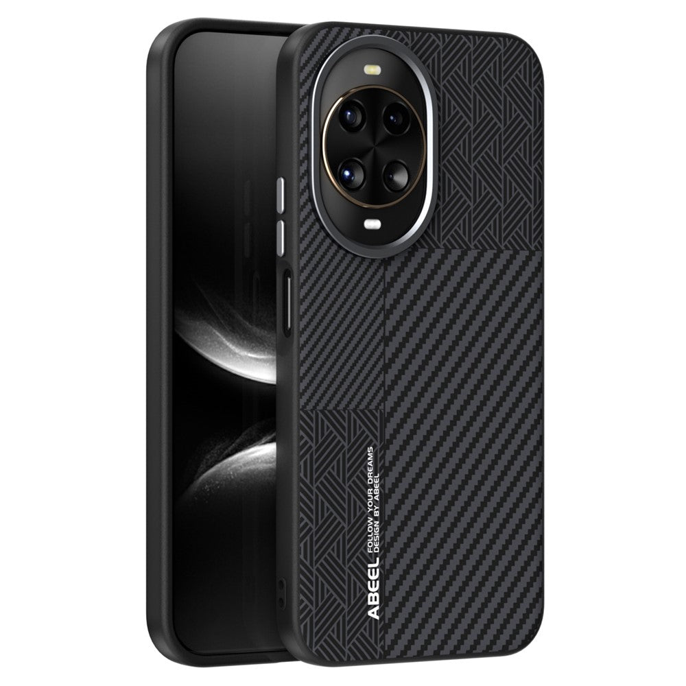 Coque ABEEL pour Huawei Nova 14 5G, PC + TPU + alliage d'aluminium + cuir PU, compatible avec MagSafe 