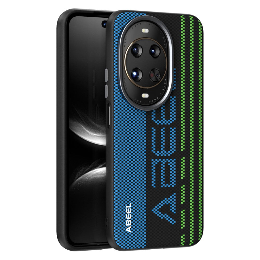 Coque ABEEL pour Huawei Nova 14 Ultra 5G compatible avec MagSafe, étui en cuir imprimé PC TPU et alliage d'aluminium 