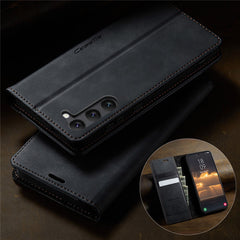 For Samsung Galaxy S23 Case CASEME 033 Series RFID Blocking Wallet Stand Calf Texture Leather Phone Cover