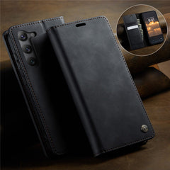 For Samsung Galaxy S23 Case CASEME 033 Series RFID Blocking Wallet Stand Calf Texture Leather Phone Cover