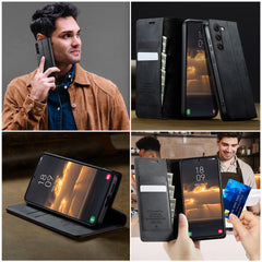 For Samsung Galaxy S23 Case CASEME 033 Series RFID Blocking Wallet Stand Calf Texture Leather Phone Cover