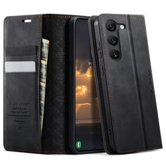 For Samsung Galaxy S23 Case CASEME 033 Series RFID Blocking Wallet Stand Calf Texture Leather Phone Cover