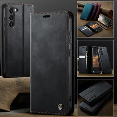 For Samsung Galaxy S23 Case CASEME 033 Series RFID Blocking Wallet Stand Calf Texture Leather Phone Cover