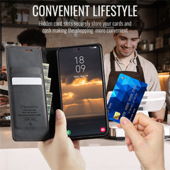 For Samsung Galaxy S23 Case CASEME 033 Series RFID Blocking Wallet Stand Calf Texture Leather Phone Cover
