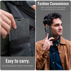 For Samsung Galaxy S23 Case CASEME 033 Series RFID Blocking Wallet Stand Calf Texture Leather Phone Cover