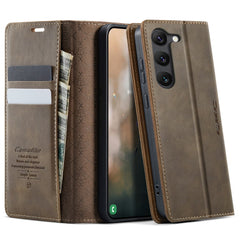 For Samsung Galaxy S23 Case CASEME 033 Series RFID Blocking Wallet Stand Calf Texture Leather Phone Cover