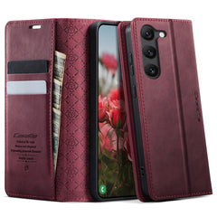 For Samsung Galaxy S23 Case CASEME 033 Series RFID Blocking Wallet Stand Calf Texture Leather Phone Cover