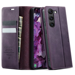 For Samsung Galaxy S23 Case CASEME 033 Series RFID Blocking Wallet Stand Calf Texture Leather Phone Cover