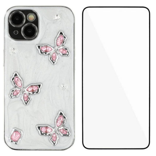 For iPhone 13 6.1 inch Case WANLONFENG Electroplated Epoxy TPU + Acrylic Phone Cover with Tempered Glass - TechGearPal