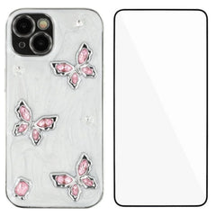 For iPhone 13 6.1 inch Case WANLONFENG Electroplated Epoxy TPU + Acrylic Phone Cover with Tempered Glass - TechGearPal