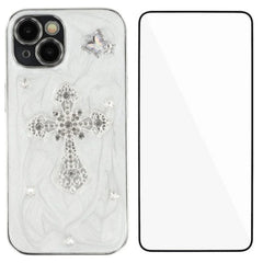 For iPhone 13 6.1 inch Case WANLONFENG Electroplated Epoxy TPU + Acrylic Phone Cover with Tempered Glass - TechGearPal