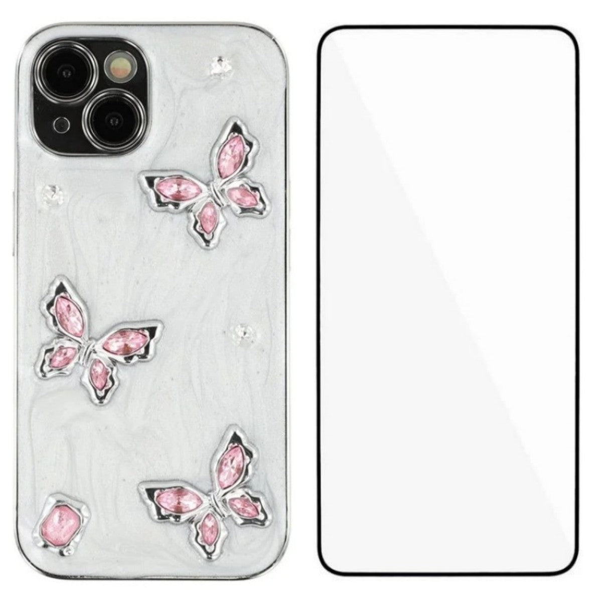 For iPhone 14 Case WANLONFENG Electroplated Epoxy TPU + Acrylic Phone Cover with Tempered Glass - TechGearPal